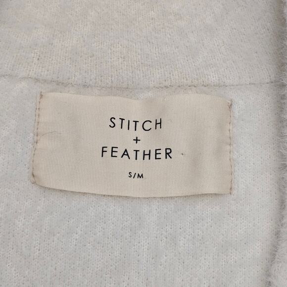 Women's Cream Soft Fuzzy Coatigan Cardigan Jacket S/M Cozy Minimalist Oversize - Picture 6 of 10